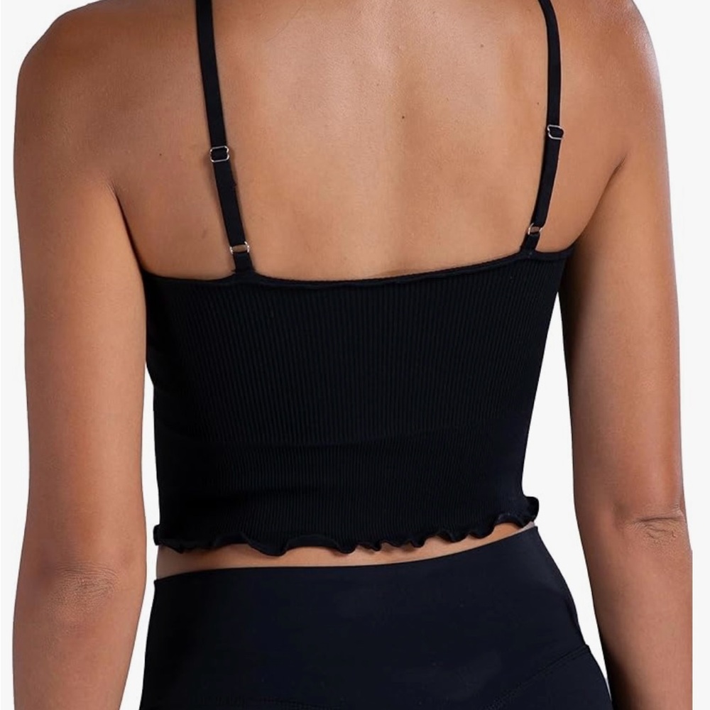 Black Ribbed Crop Top - Picture 2 of 2